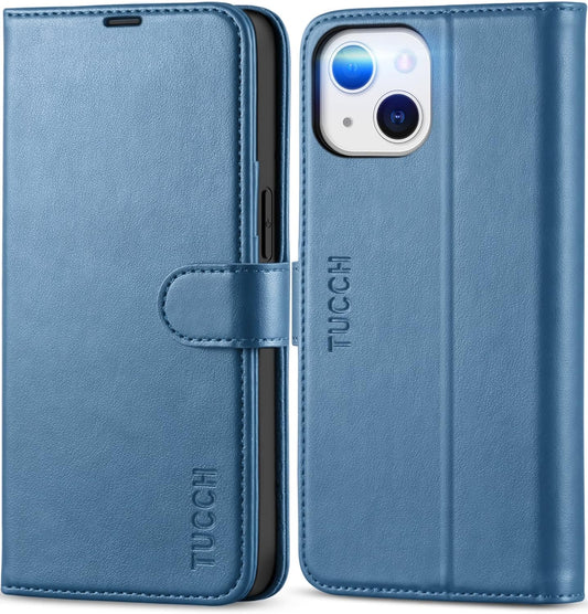 Wallet Case for Iphone 13 5G, RFID Blocking Card Slot Holder [TPU Interior Protective Case], Magnetic Folio PU Leather Stand Flip Cover Compatible with Iphone 13 6.1" 2021, Lake Blue